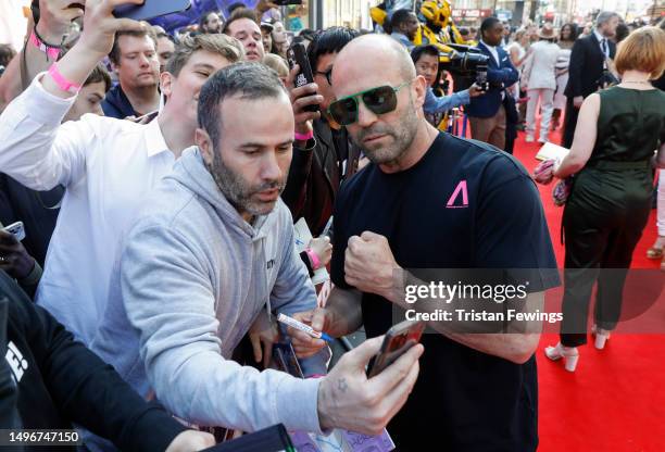 Jason Statham attends the European Premiere of Paramount Pictures' "Transformers: Rise of the Beasts" at Cineworld Cinemas on June 07, 2023 in...