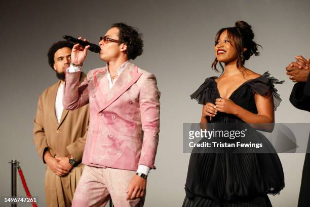 Steven Caple Jr, Anthony Ramos and Dominique Fishback attend the European Premiere of Paramount Pictures' "Transformers: Rise of the Beasts" at...