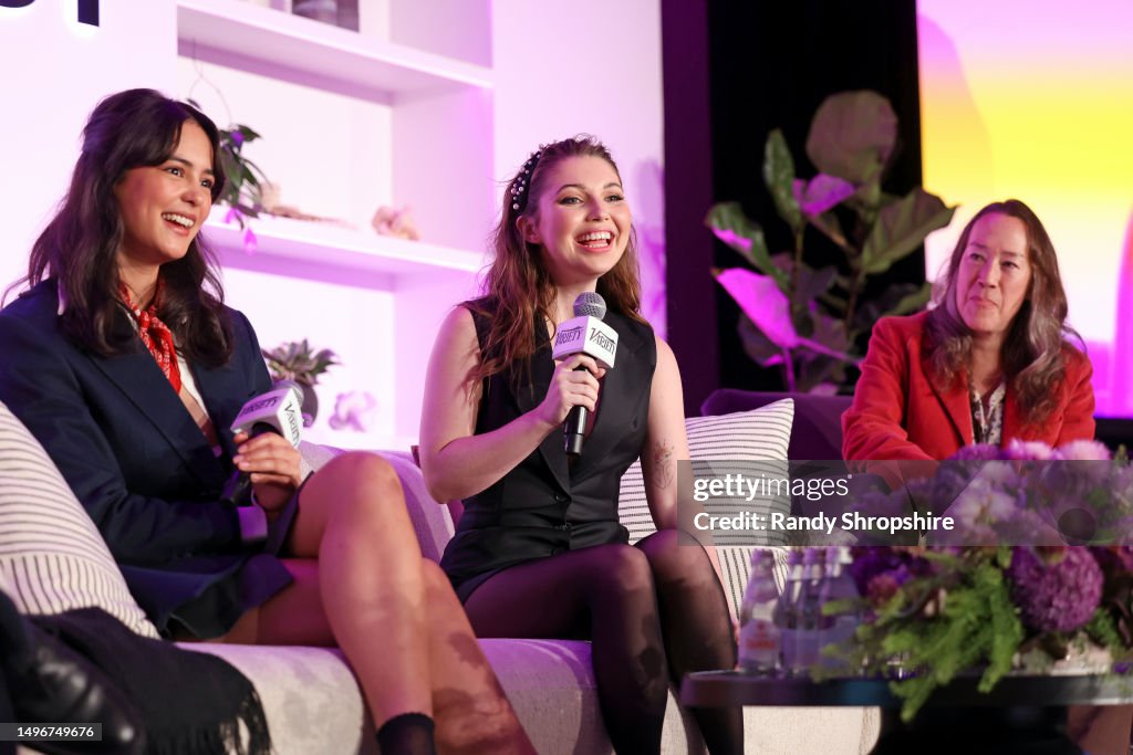 Variety Program Courtney Eaton, Samantha Hanratty, and Karyn Kusama speak onstage ...