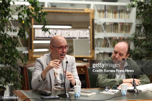 The secretary general of CCOO, Unai Sordo , and the editorial director of infoLibre and author of the book's prologue, Jesus Maraña , during the...