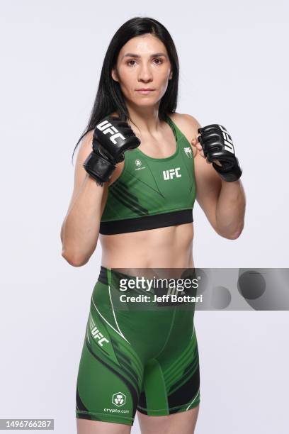 Irene Aldana poses for a portrait during a UFC photo session on June 7, 2023 in Vancouver, Canada.
