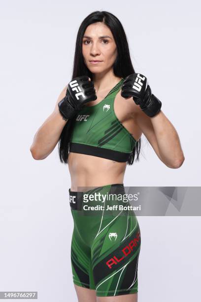 Irene Aldana poses for a portrait during a UFC photo session on June 7, 2023 in Vancouver, Canada.