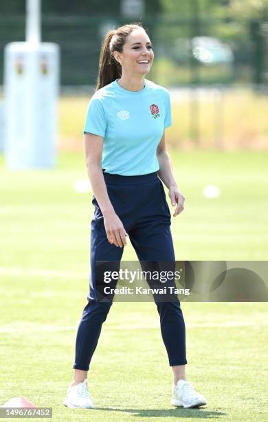 Catherine, Princess of Wales during her visit to Maidenhead Rugby Club on June 07, 2023 in Maidenhead, England. The Princess of Wales is visiting the...