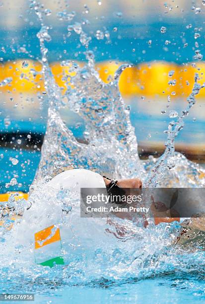 Melanie Nocher of Ireland competes in the Women's 200m Backstroke heat 2 on Day 6 of the London 2012 Olympic Games at the Aquatics Centre on August...