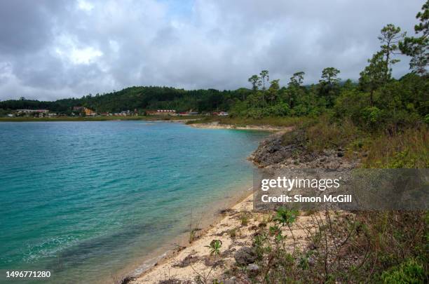 Lago Tziscao Lake Tziscao And La Trinitaria Parque Nacional Lagunas De Montebello Montebello Lagoons National Park Chiapas Mexico, Foto de stock