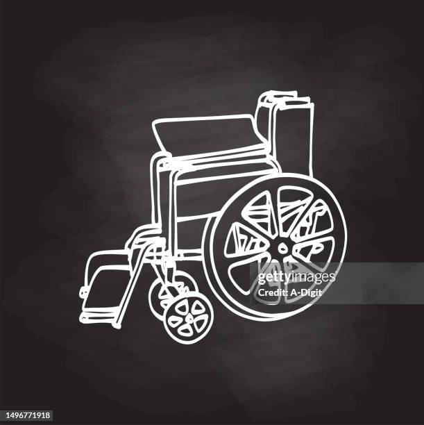 foldedwheelchairblackboard - paratransit stock illustrations