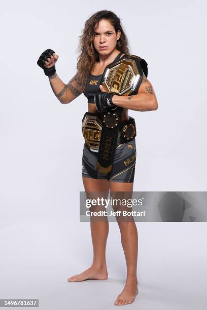 Amanda Nunes poses for a portrait during a UFC photo session on June 7, 2023 in Vancouver, Canada.
