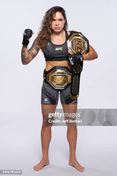 Amanda Nunes poses for a portrait during a UFC photo session on June 7, 2023 in Vancouver, Canada.