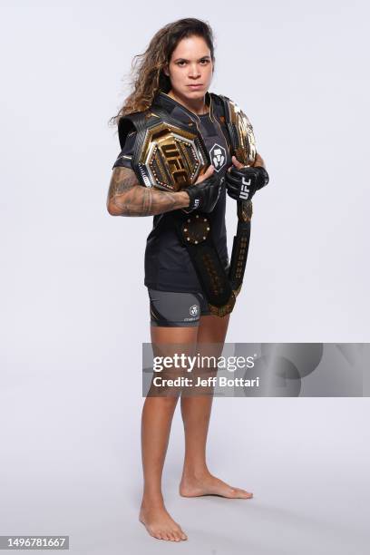 Amanda Nunes poses for a portrait during a UFC photo session on June 7, 2023 in Vancouver, Canada.