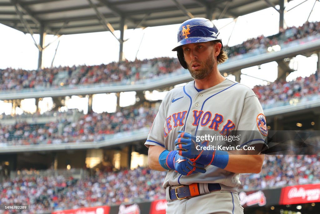 Mets Rattle Jeff McNeil of the New York Mets reacts after scoring on a RBI single ...