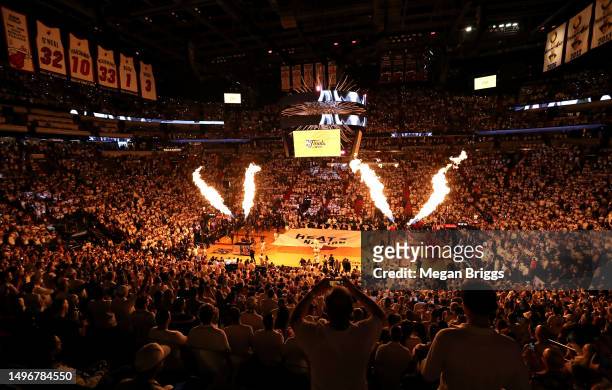 General view prior to Game Three of the 2023 NBA Finals between the Denver Nuggets and the Miami Heat at Kaseya Center on June 07, 2023 in Miami,...