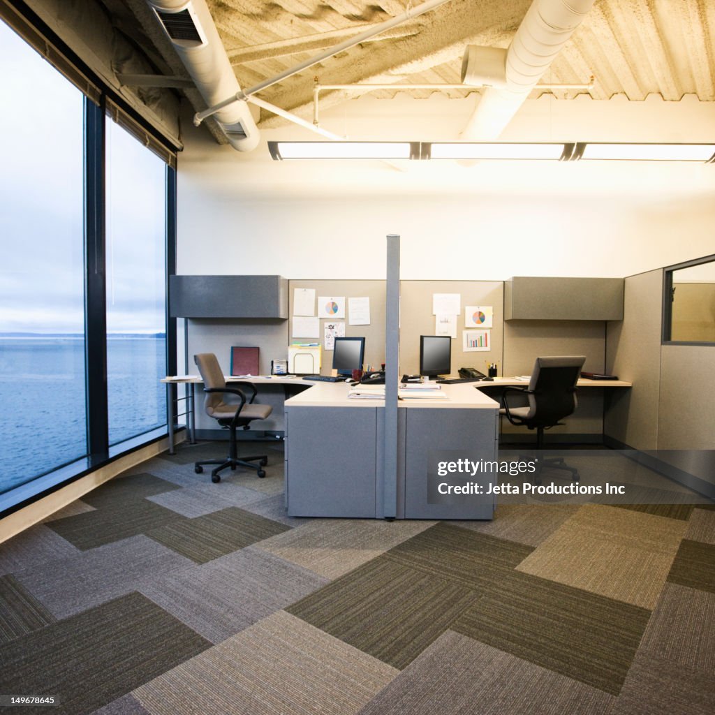 Empty office cubicles