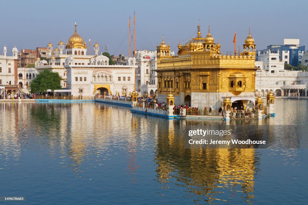 Ornate Indian building surrounded by water