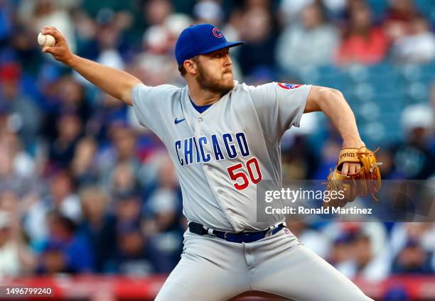 Jameson Taillon of the Chicago Cubs throws against the Los Angeles Angels in the first inning at Angel Stadium of Anaheim on June 07, 2023 in...