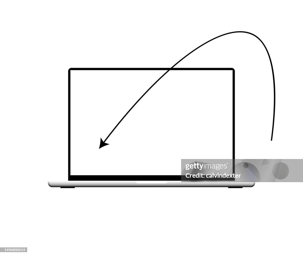 Arrow Computer Small Laptop Computer Design With Arrow Symbol High-Res Vector Graphic ...