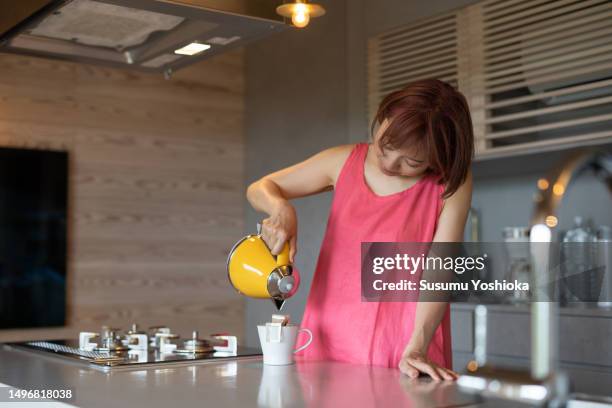 a couple enjoys staying in a villa on vacation. - 鹿児島県 stockfoto's en -beelden