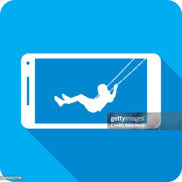 swing smartphone icon silhouette - pre adolescent child stock illustrations