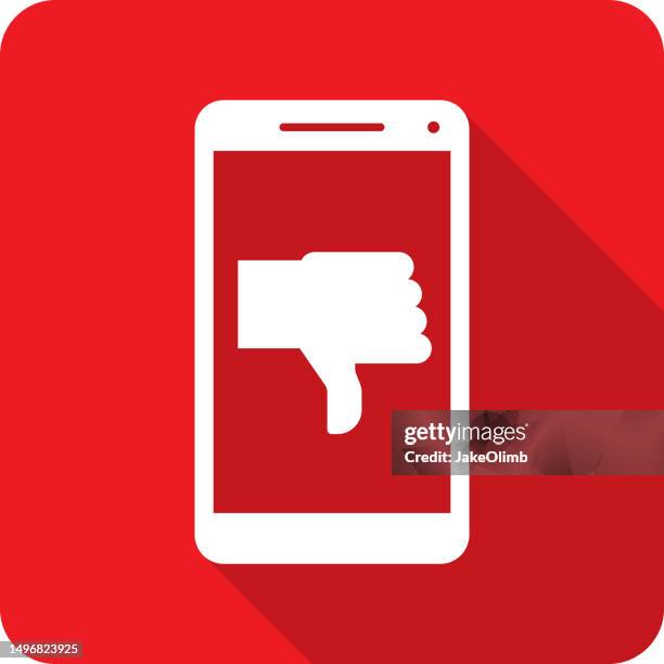thumbs down smartphone icon silhouette 1 - software demo stock illustrations