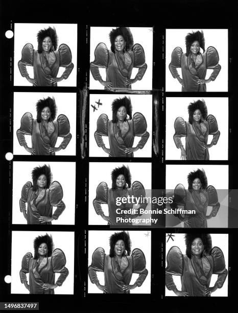 American singer Patti LaBelle poses for a portrait with her hands on her hips in these twelve images on one proof sheet in Los Angeles, California,...