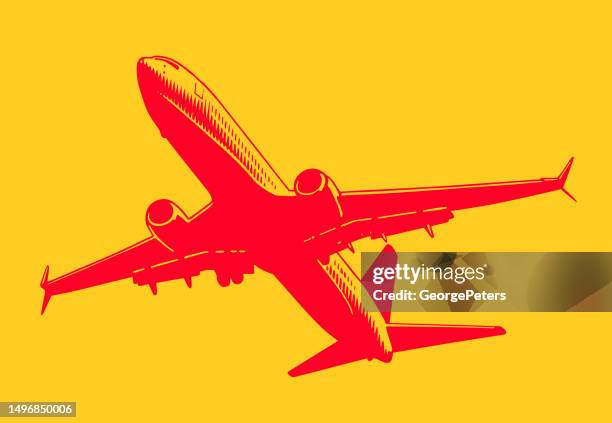 airliner cut out - red plane stock illustrations