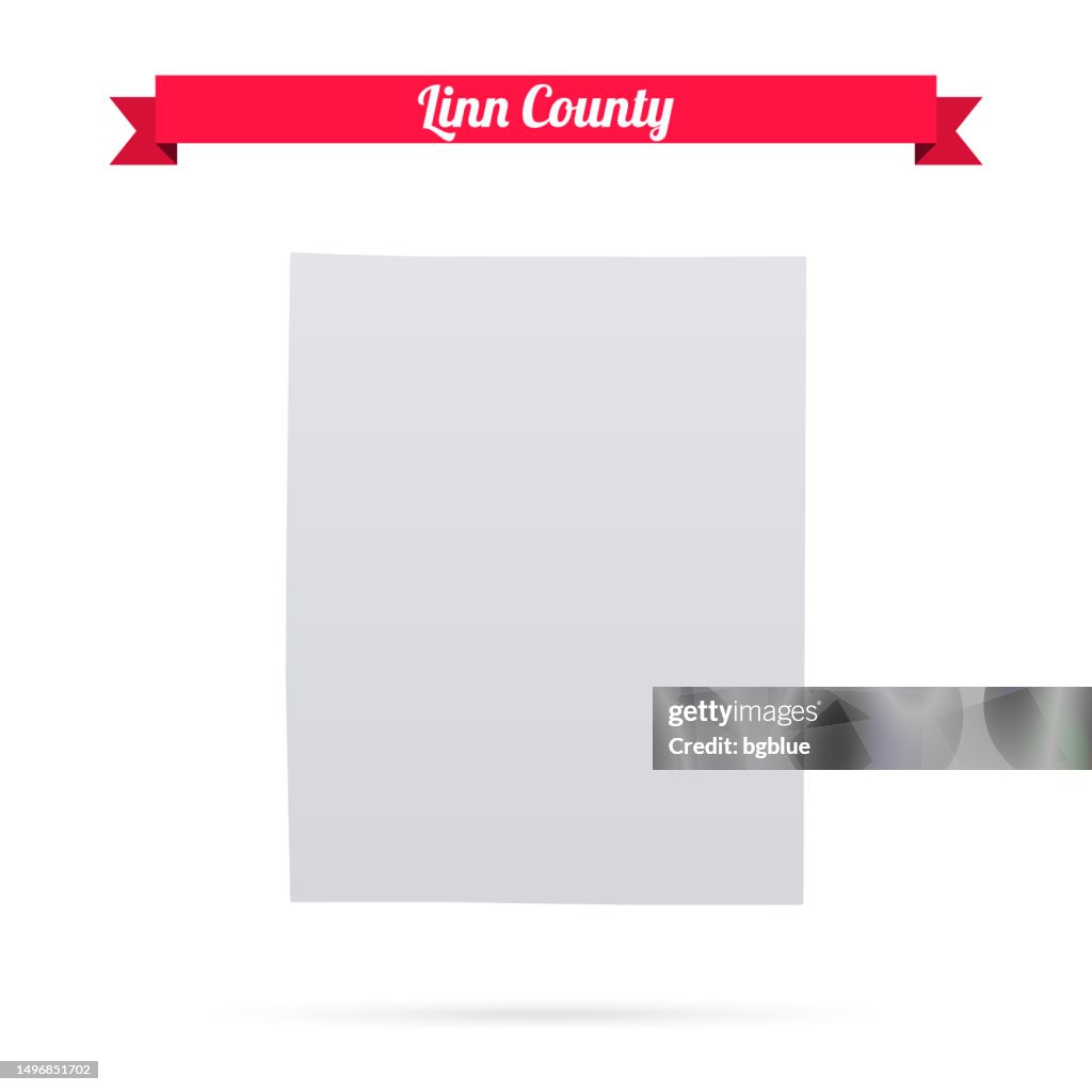 Linn County, Iowa. Karte auf weißem Hintergrund mit rotem Banner