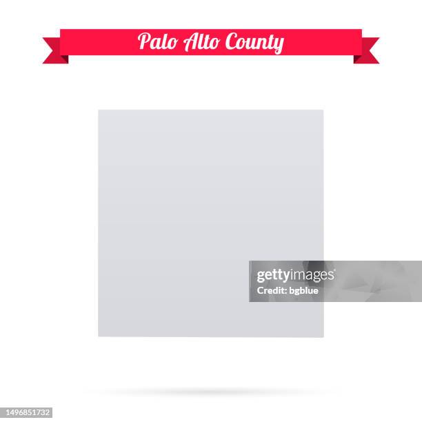 palo alto county, iowa. map on white background with red banner - palo alto california stock illustrations