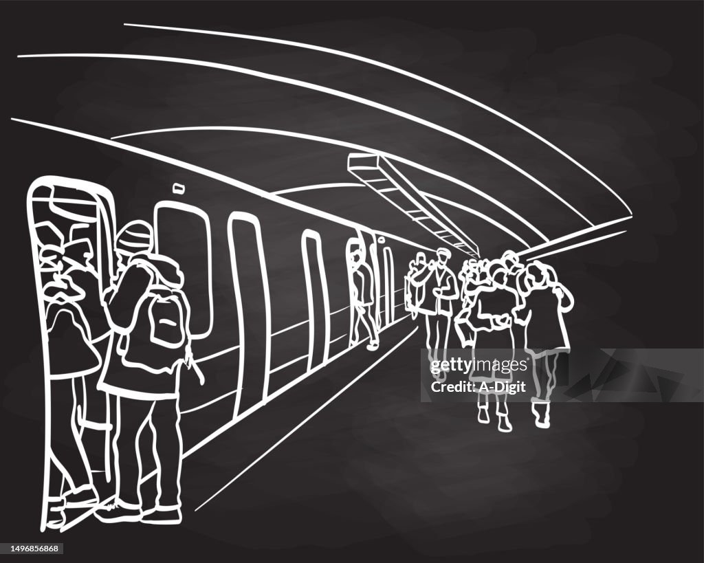 SubwayStationComingAndGoingBlackboard