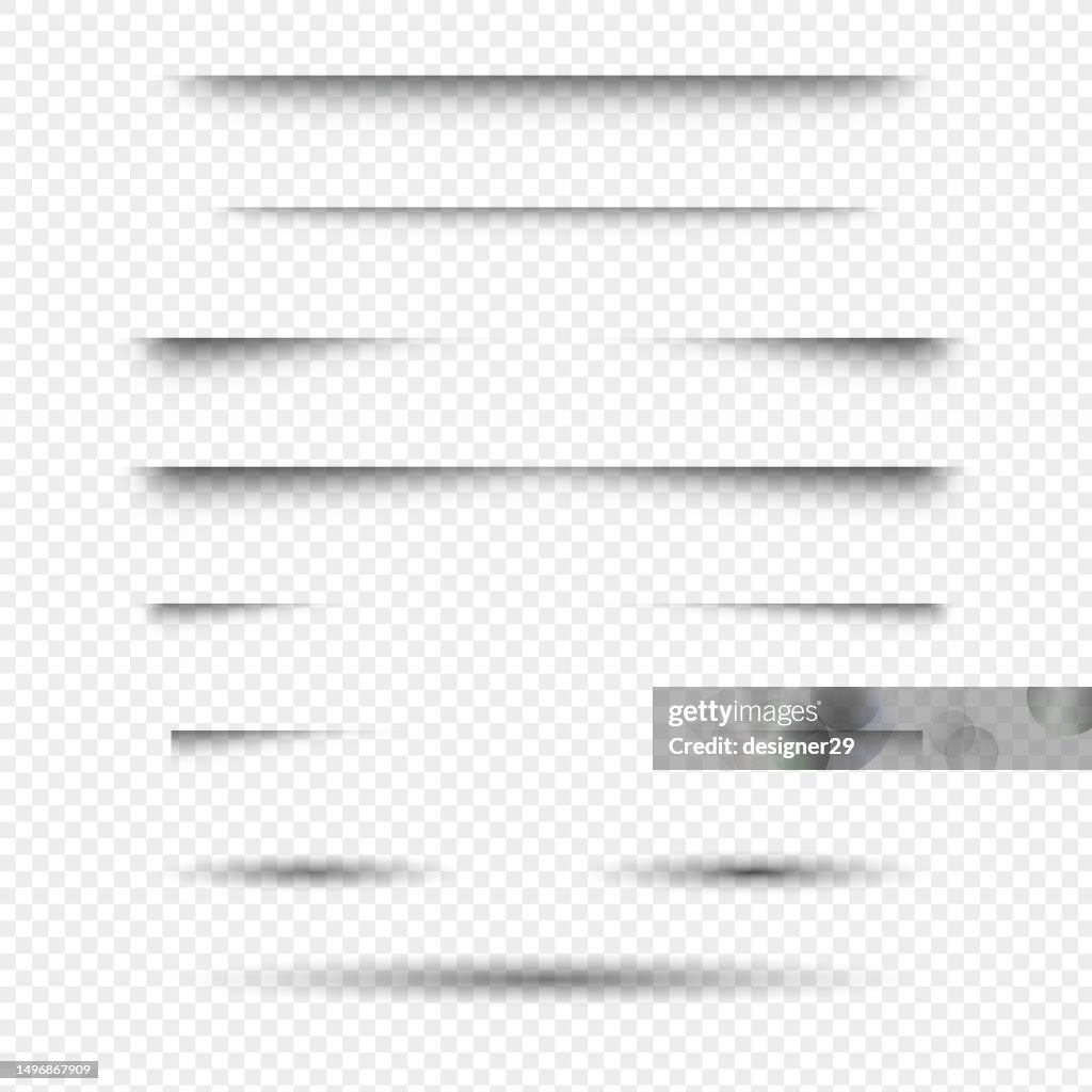 Set of Transparent Shadow Effect Vector Design on Transparent Background.