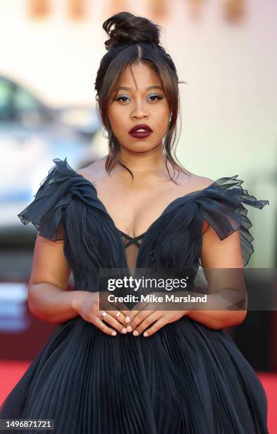 Dominique Fishback attends the "Transformers: Rise Of The Beasts" European Premiere at Cineworld Leicester Square on June 07, 2023 in London, England.