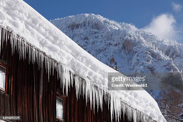 austria, styria, view of icicle on roof - つらら ストックフォトと画像
