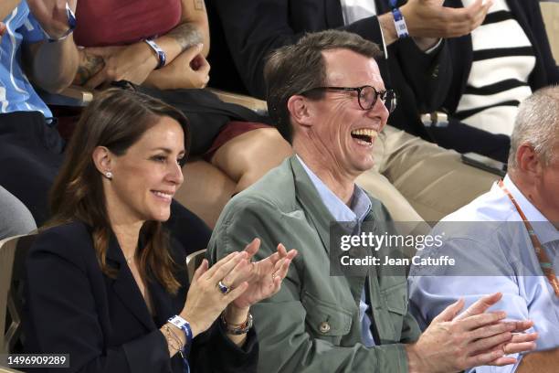 Prince Joachim of Denmark and Princess Marie of Danemark attend the quarter-final of countryman Holger Rune of Denmark against Casper Ruud of Norway...