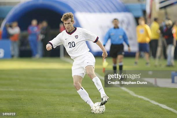 Brian McBride of the USA controls the ball versus South Korea in their Concacaf Gold Cup first round match at the Rose Bowl in Pasadena , California....