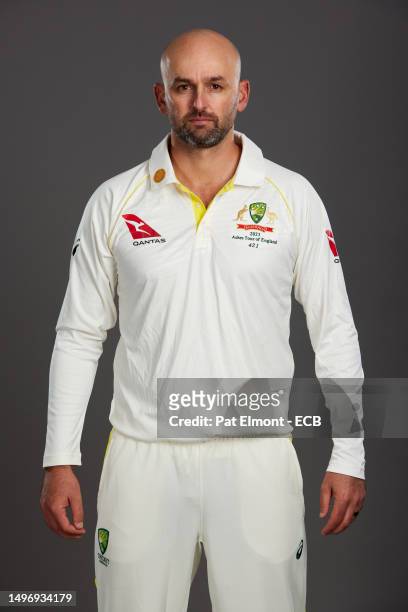 Nathan Lyon of Australia poses for a portrait on June 2, 2023 in London, England.