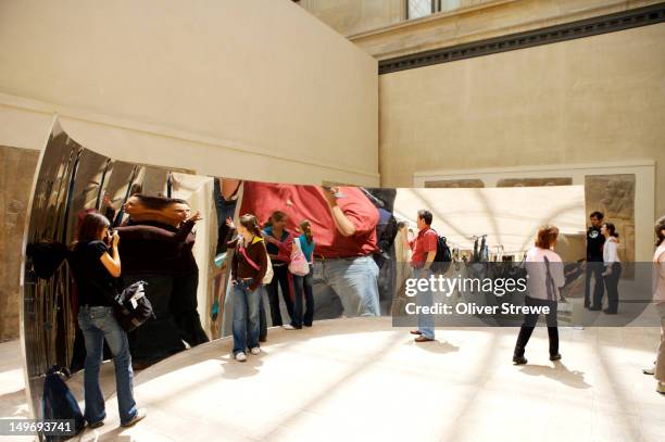 mirror sculpture in the louvre. - distorted stock pictures, royalty-free photos & images