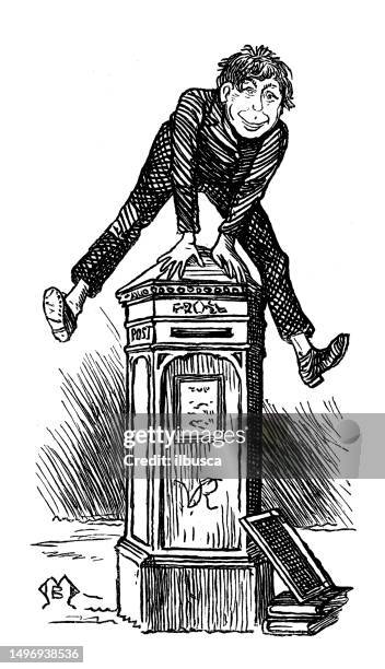 british satire caricature comic cartoon illustration - british post box stock illustrations