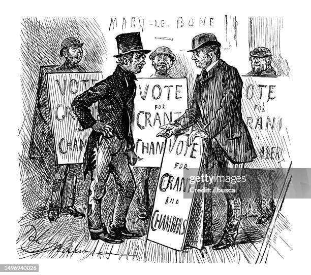 british satire caricature comic cartoon illustration - political rally stock illustrations