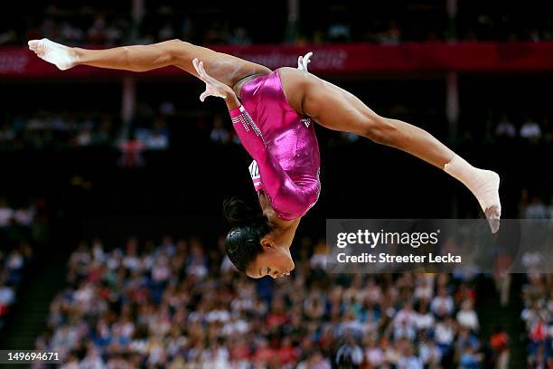 Gabrielle Douglas of the United States competes on the balance beam in the Artistic Gymnastics Women's Individual All-Around final on Day 6 of the...