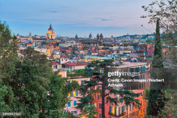 st. peter's basilica in vatican viewed from piazzale giuseppe garibaldi, rome, italy - vatican city aerial stock pictures, royalty-free photos & images