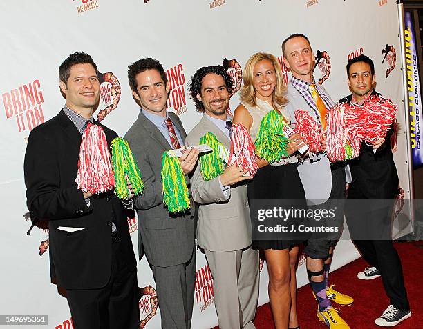 Tom Kitt, Andy Blankenbueler, Alex Lacamoire, Amanda Green, Jeff Whitty and Lin-Manuel Miranda attend the Broadway Opening of "Bring It On: The...