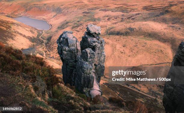 high angle view of rock formations,saddleworth moor,oldham,united kingdom,uk - oldham stock pictures, royalty-free photos & images