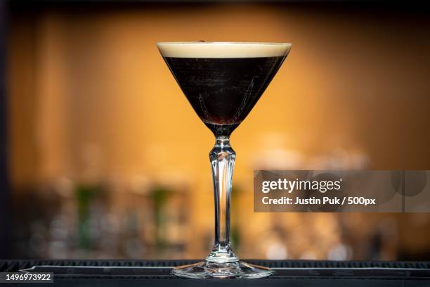 close-up of drink on table,iceland - espresso martini stock pictures, royalty-free photos & images