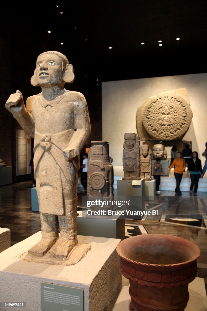Aztec Column Statue Ancient Aztec Statues At National Museum Of Anthropology High-Res Stock ...