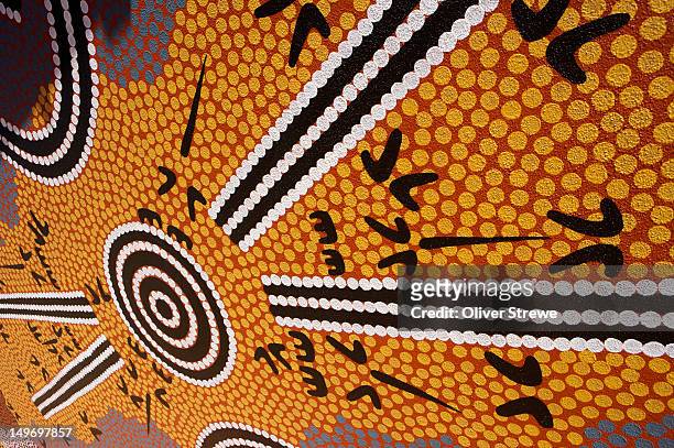detail of aboriginal dot painting mural, araluen arts centre. - aboriginal dot painting bildbanksfoton och bilder