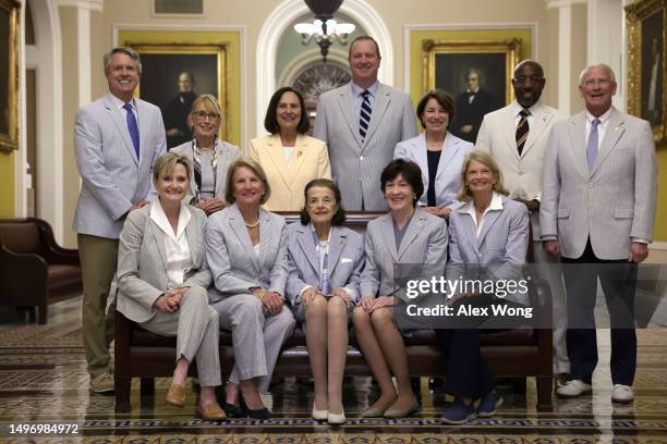 Front row L-R, U.S. Sen. Cindy Hyde-Smith , Sen. Shelley Moore Capito , Sen. Dianne Feinstein , Sen. Susan Collins , and Sen. Lisa Murkowski , back...