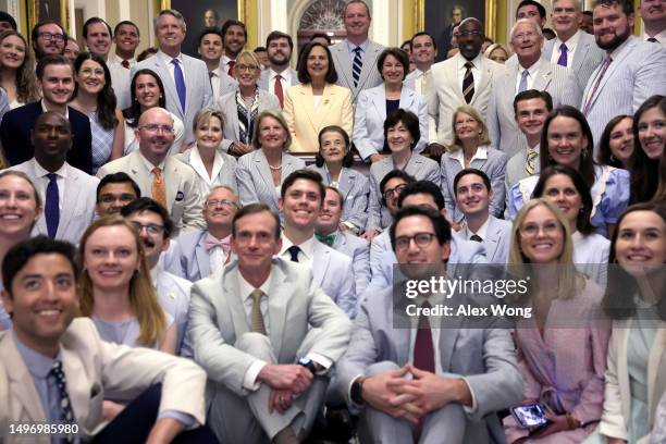 Middle row L-R, U.S. Sen. Cindy Hyde-Smith , Sen. Shelley Moore Capito , Sen. Dianne Feinstein , Sen. Susan Collins , and Sen. Lisa Murkowski , back...