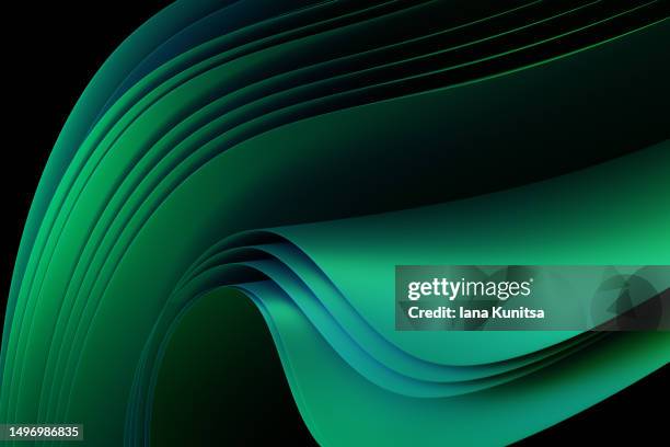 abstract layered green, turquoise and black background. beauty 3d nature pattern. - tecnología verde fotografías e imágenes de stock
