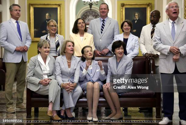 Front row L-R, U.S. Sen. Cindy Hyde-Smith , Sen. Shelley Moore Capito , Sen. Dianne Feinstein , Sen. Susan Collins , and Sen. Lisa Murkowski , Sen....