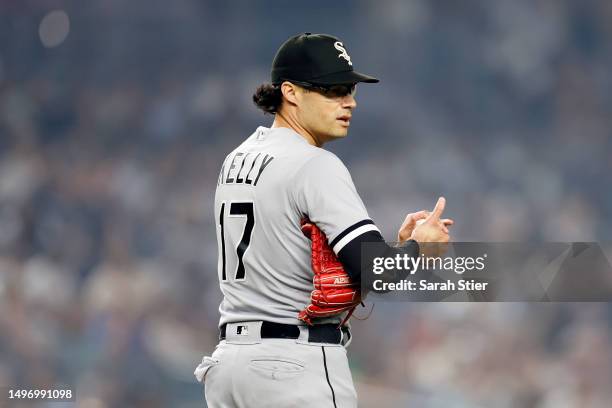 Joe Kelly of the Chicago White Sox pitches during the seventh inning against the New York Yankees at Yankee Stadium on June 06, 2023 in the Bronx...