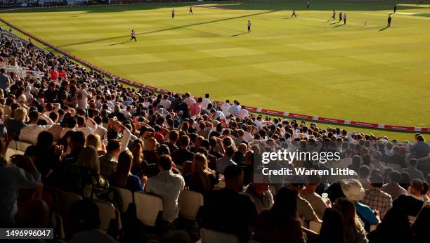 Danial Ibrahim of Sussex is caught by Joe Cracknell of Middlesex off the bowling of Luke Hollam during the Vitality Blast T20 match between Middlesex...