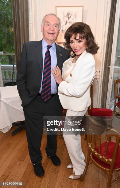 Lord Jeffrey Archer and Dame Joan Collins attend the launch of new book "Divining The Human: The Art Of Alexander Newley" at Ognisko Polskie - The...